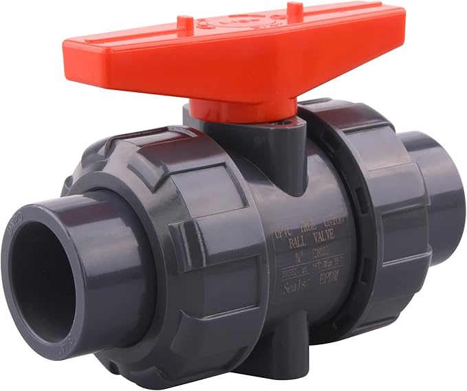 DERNORD PVC True Union Ball Valve with Full Port, EPDM O-Rings, and Reversible PTFE Seats,Rated at 200 PSI (3/4 inch Socket)