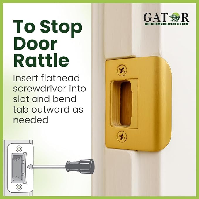 Gator Door Latch Restorer - Strike Plate (Bright Brass)
