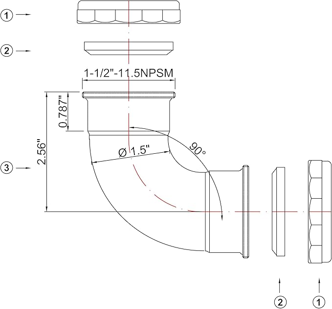 ZM Heavy-Duty 90-Degree Elbow with Slip-Joint Connection, Chrome
