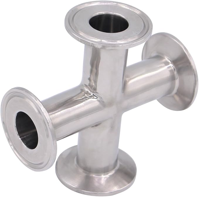 DERNORD 4 Way Cross Clamp Fits 1.5" Tri-clamp Sanitary Fitting Stainless Steel 304, 25mm Pipe OD