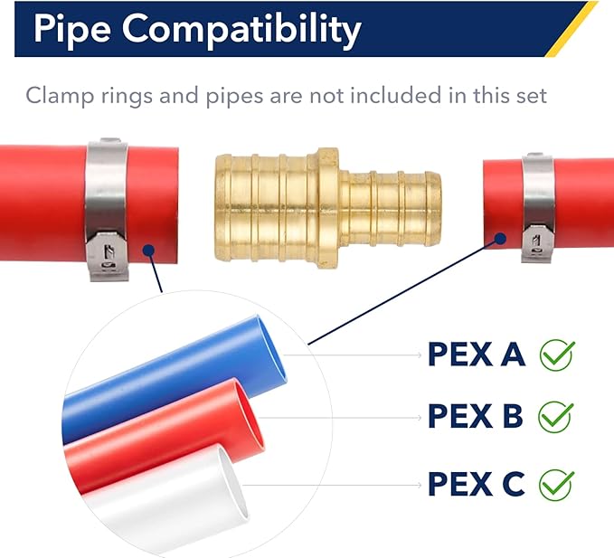 (10-Pack) Brass Pipe Fitting Reducing Straight Coupling, Anti-Corrosion, Lead-Free, 5 Year Warranty, Multiple Certifications, Easy Installation, Pex 1/2 Inch x 3/4 Inch for Plumbingmaster