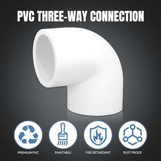 20 Pack 1/2inch 90 Degree PVC Elbow Pipe Fittings, 2 Way Right Angle Furniture Grade PVC Pipe Fitting Connectors for DIY Shelf Building Furniture Garden Support Structure