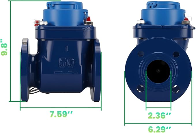 Watflow 2" WoltmannHelix Water Meter,Detachable Water Meter,Pulse Output, Epoxy-Coated Cast Iron,Resistant Seals（GAL,Non-Potable Use）