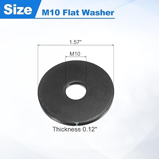 uxcell 20Pcs M10 Fender Washers, Carbon Steel Flat Washer 40mm OD, 3mm Thickness, Metal Gasket for Screws and Bolts, Black Oxide