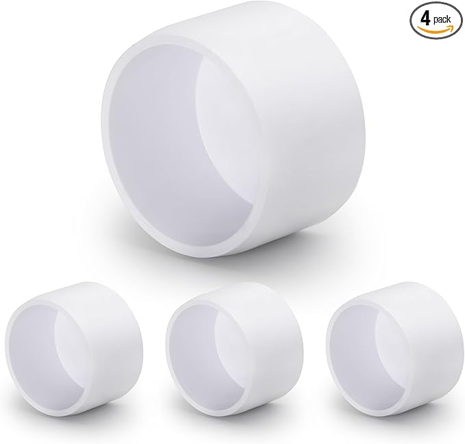SCH40 PVC Cap 1-1/4 Inch - Fit Standard 1-1/4" SCH40 PVC Pipes (OD Approx. 1.66"), Zernmiarder Furniture Grade Pipe Caps, White Pipe Cover Fittings for Plumbing, DIY, Garden & Furniture - 4 Pcs
