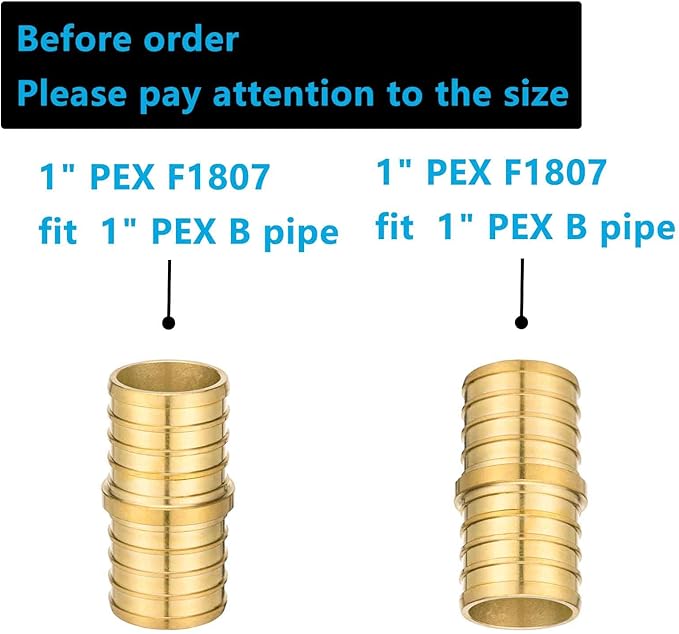 (10 Pack) Lidertik PEX Fittings 1 inch Straight Coupling Connector, 1" PEX F1807 to 1" PEX F1807 Crimp Pipe Fitting Brass
