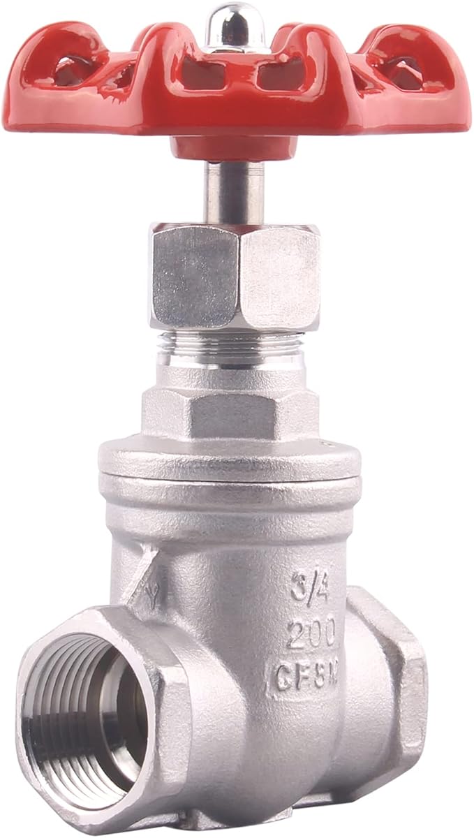 Heavy Duty Gate Valve - 3/4" NPT Stainless Steel Female x Female Thread Rotary Sluice Valve with Wheel Handle 200WOG For Water Oil Gas