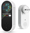 Carbon Monoxide Detectors & Natural Gas Detector, 4-in-1 Carbon Monoxide Detectors Plug in, Gas Leak Detector with Dual Alarms, Temperature & Humidity Sensor for Home, RV, Black, 1 Pack