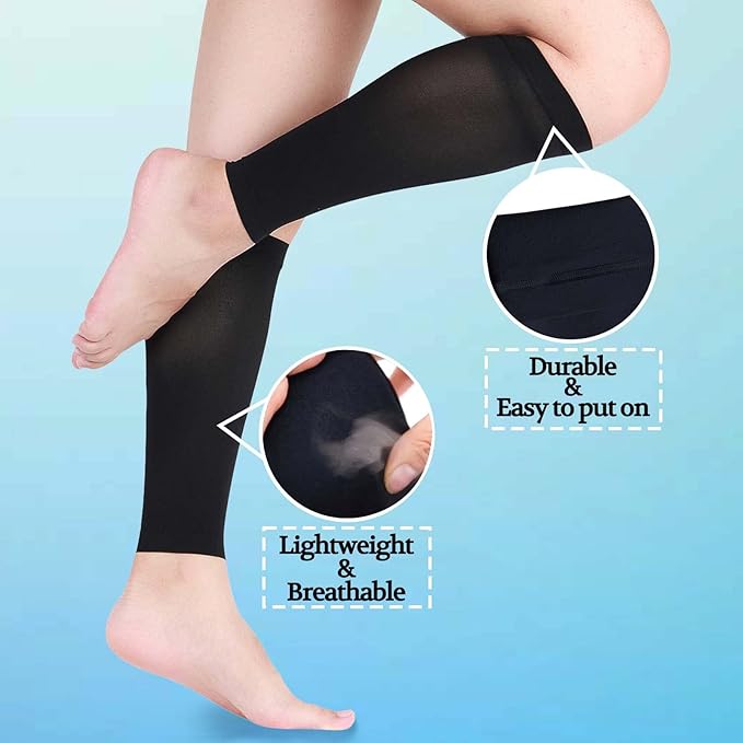 Lin Performance Medical Calf Compression Sleeve for Women and Men Lightweight Footless Socks for Nurses, Pregnant, Travel and Flight, Varicose Veins, Post Surgery Recovery, Edema