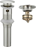 BWE Brushed Nickel One-Piece Sink Drain Stopper with Overflow for Bathroom Vessel Vanity Faucet Bathroom SinkPop-Up Drain Assembly with Strainer