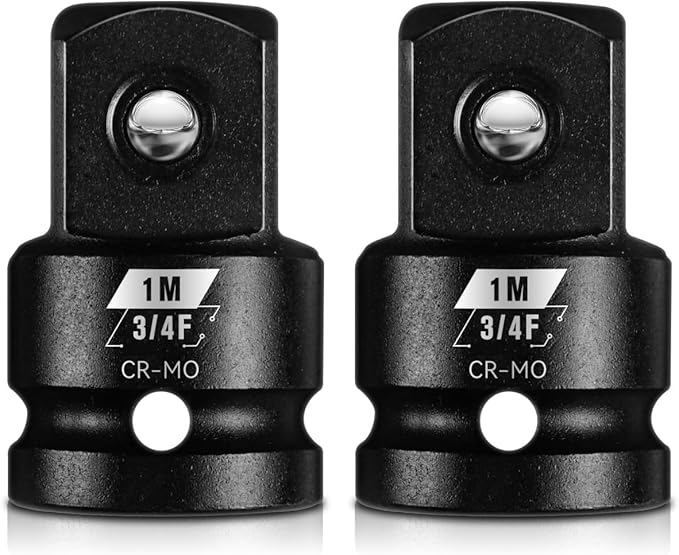 BLACKROBOT 2 Pieces 3/4” F To 1” M Impact Socket Adapter Set, SAE Drive Cr-Mo Steel Exceeds ANSI Standards, Square Drive Socket Reducer for Impact Driver Wrench