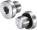 2-Pack Inner Hex Head Pipe Fitting Plug, 1/8 NPT 304 Stainless Steel Socket Bung Plug with Sealing Ring for Terminate Pipe Ends/Replacement Drains
