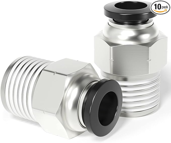 TAILONZ PNEUMATIC Male Straight 5/32 Inch Tube OD x 1/4 Inch NPT Thread Push to Connect Fittings PC-5/32-N2 (Pack of 10)