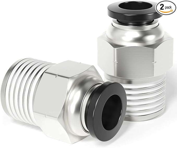 TAILONZ PNEUMATIC Male Straight 5/16 Inch Tube OD x 1/4 Inch NPT Thread Push to Connect Fittings PC-5/16-N2 (Pack of 2)