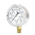 PIC Gauge PRO-201L-254L 0-800 PSI Pressure Gauge, 2 1/2" Dial, 1/4" Male NPT Connection, Bottom Mount, Dual Scale, Glycerin Filled, Stainless Steel Case/Bezel, Brass Internals & Plastic Lens