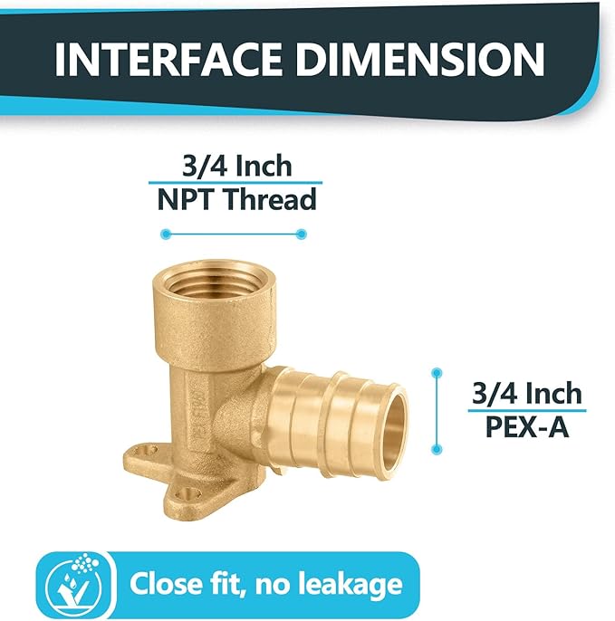 (30-Pack) Seelink PEX-A Expansion Fittings, PEX-A 3/4" x 3/4" Female NPT Drop Ear Elbow, Brass Expansion Pipe Fittings, ASTM F1960