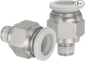 MECCANIXITY 2 Pcs NPT Push to Connect Air Fittings, Male Straight 1/2" Tube OD x 1/8" NPT Thread Air Quick Connector Coupling Adapter for Gas Hose Pneumatic Tools, White