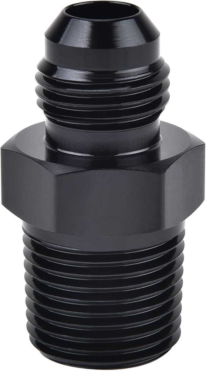 EVIL ENERGY 6AN Male Flare to 3/8" NPT Pipe Fitting Adapter Aluminum Straight Black