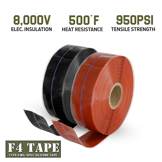Bond It F4 Emergency Self-Fusing Silicone Tape, Repair Plumbing Pipe & Radiator Hose Leak, Electrical Insulation, Permanent Bonding, Waterproof, 1" x 36' x 20mil, Black, Pack of 2