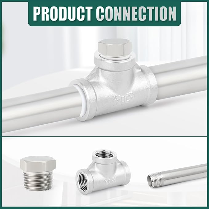 2PCS Stainless Steel Outer Hex Thread Socket Pipe Plug Fitting, 1/2" NPT Male, for Blocking or Sealing Holes in Pipes or Devices