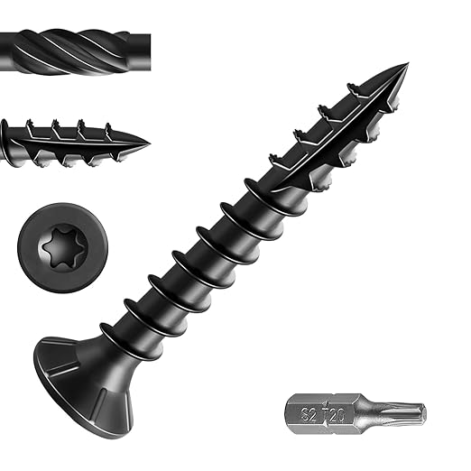 #8 * 1-1/4" Black Deck Screws, (467pcs) 2 lbs.Exterior Wood Screws, Rust Resistant epoxy Coated, Bronze, T20 Star Bit