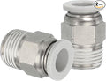 MECCANIXITY 2 Pcs NPT Push to Connect Air Fittings, Male Straight 3/8" Tube OD x 3/8" NPT Thread Air Quick Connector Coupling Adapter for Gas Hose Pneumatic Tools, White