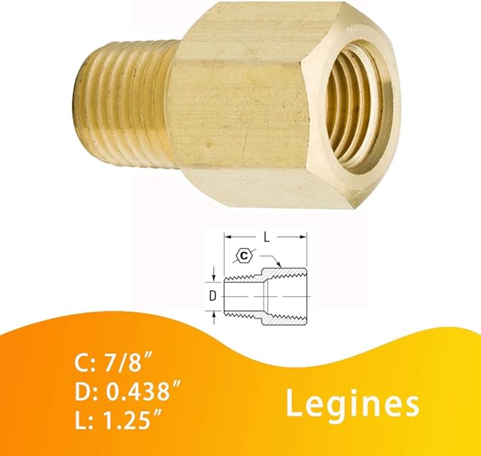 Legines Brass Pipe Fitting, 3/8" NPT Female to 3/8" NPT Male Adapter, 1200psi High Pressure (Pack of 2)