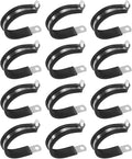 12-Pack Cable Clamps, 1-9/16 Inch/ 40 mm 304 Stainless Steel Rubber Cushioned Insulated Cable Clamp R Shape Metal Holder for Tube/Wire/Pipe/Loop Installation