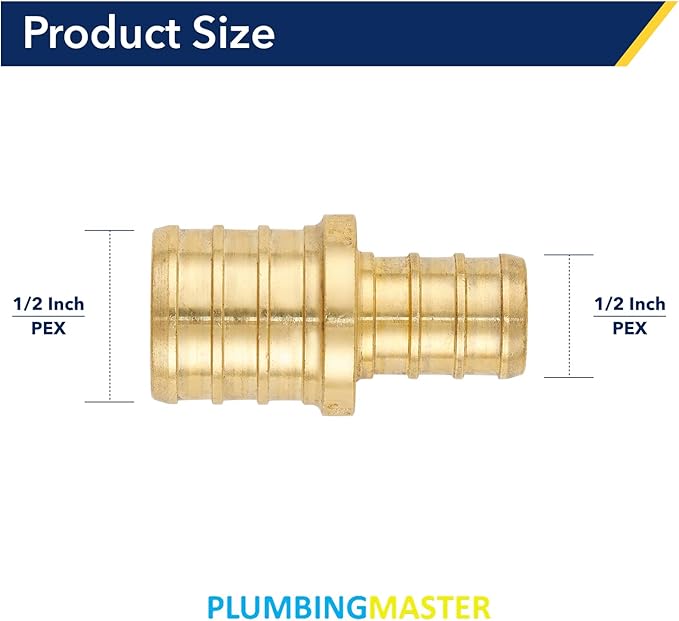(10-Pack) Brass Pipe Fitting Reducing Straight Coupling, Anti-Corrosion, Lead-Free, 5 Year Warranty, Multiple Certifications, Easy Installation, Pex 1/2 Inch x 3/4 Inch for Plumbingmaster
