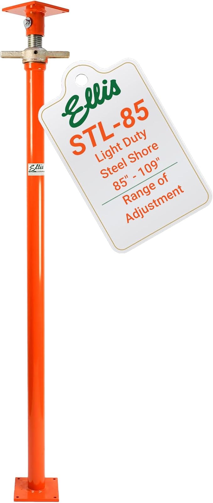 Ellis Manufacturing Light-Duty Steel Lifting Shore and Jack Post – House Jack for Foundation, Floor Leveling, and Concrete Bracing – 5,000 lb Safe Load Capacity – 85"-109" Adjustment
