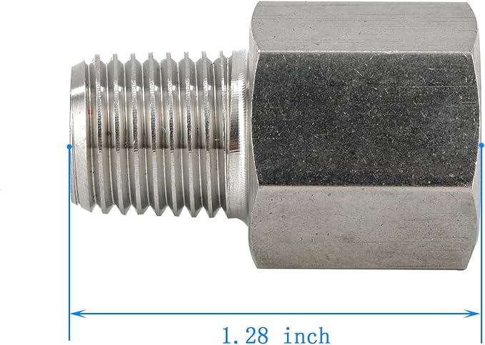 Metalwork 304 Stainless Steel Forged Pipe Fitting Converter Adapter, G 1/4“ Female Thread to 1/4" NPT Male 2000psi (1 Pc)