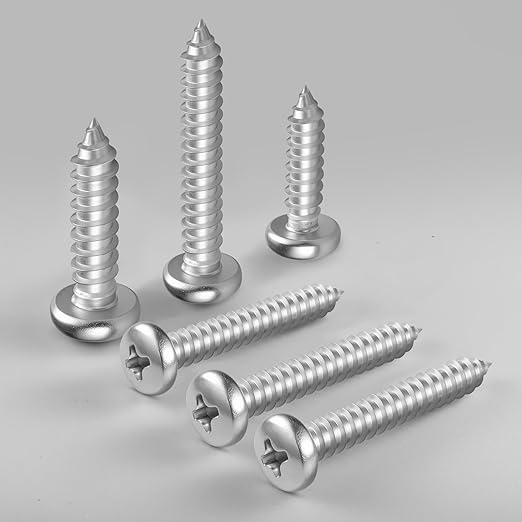 #4 x 1/2 Inch Pan Head Wood Screws, Phillips Drive, Stainless Steel 304 (18-8), Self Tapping for Wood, Sheet Metal Screws, 200 Pack