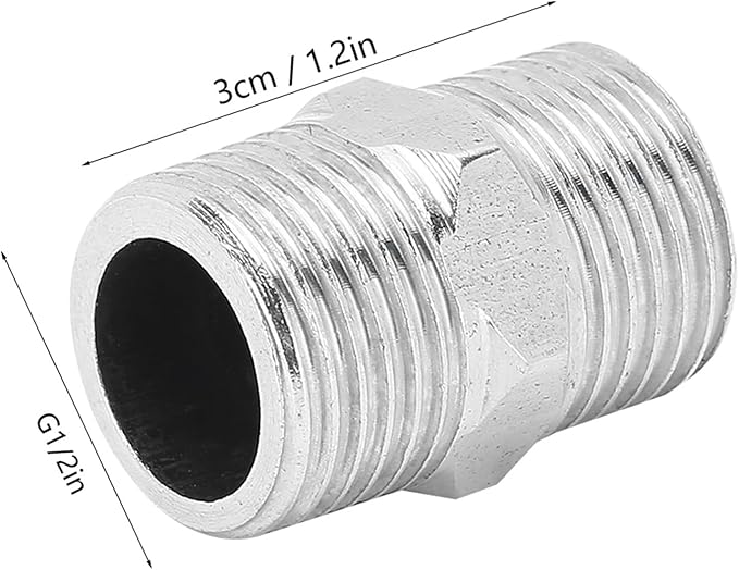 5Pcs 1/2in Male Hex Nipple Pipe Fittings, Stainless Steel 1/2 inch Male Threaded Pipe Fittings Equal Nipples Connectors