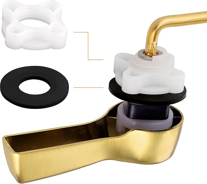 Hibbent 2 Pack Universal Front Mount Toilet Handle Tank Flush Lever Replacement Handle with Stainless Steel Flapper Chains for Most Front Mount Toilets- Brushed Gold