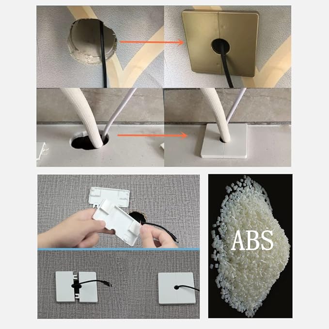 2 Pcs Wall Split Flange, ABS Square Self-Adhesive Escutcheon Plate Buckles Design for 0.86"/22mm Diameter Pipe