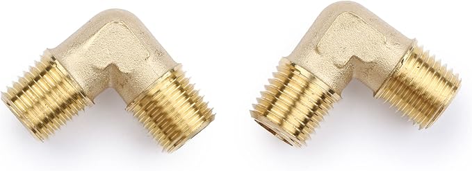 U.S. Solid 2pcs 90 Degree Barstock Street Elbow Brass Pipe Fitting 1/4" NPT Male Pipe to 1/4" NPT Male
