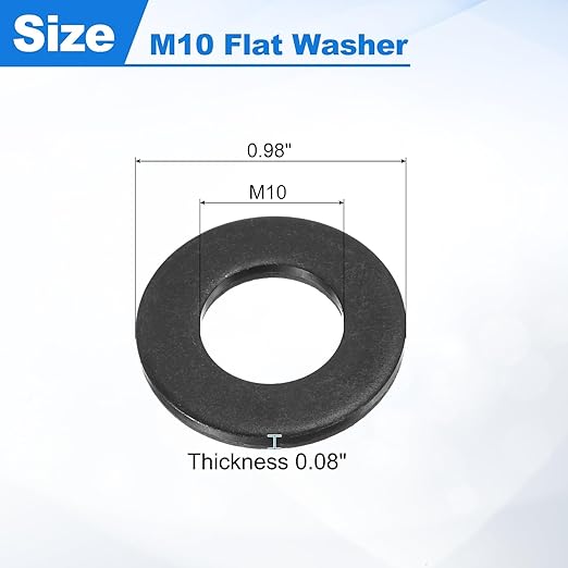 uxcell 50Pcs M10 Fender Washers, Carbon Steel Flat Washer 20mm OD, 2mm Thickness, Metal Gasket for Screws and Bolts, Black Oxide