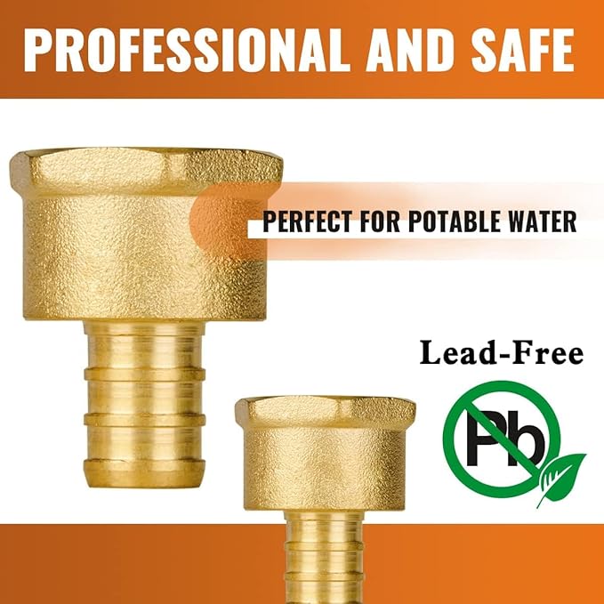 SUNGATOR 25-Pack 1/2" Pex Female Adapter, No Lead Brass Fitting, NSF, UPC Certified