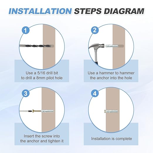 PATIKIL 30 Pcs Drywall Hollow Wall Anchors with Screws 0.2 x 1.57, Steel Dry Wall Anchors Kit for Wooden Concrete Plaster Hinge Hole Repair, Silver (6 x 32mm)