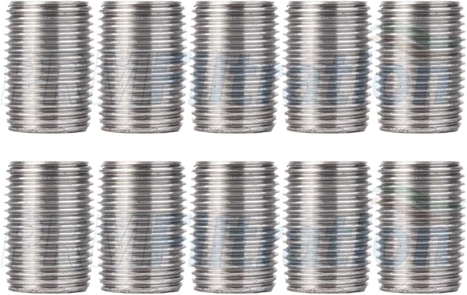 10 Pack BMI 3/8 Inch x Close Galvanized Pipe Close Nipple, 150#, UL/FM