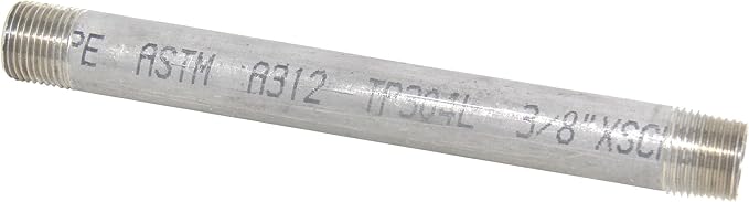 1/4" x 60" 304 Stainless Steel Schedule 80 S80 Nipple Threaded Both Ends TBE Seamless