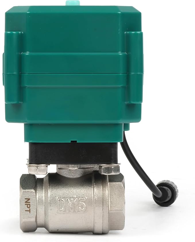 U.S. Solid 1/2" Smart Motorized Ball Valve - Stainless Steel Remote App Mobile-control Electrical Ball Valve with Manual Switch, Plug Connection