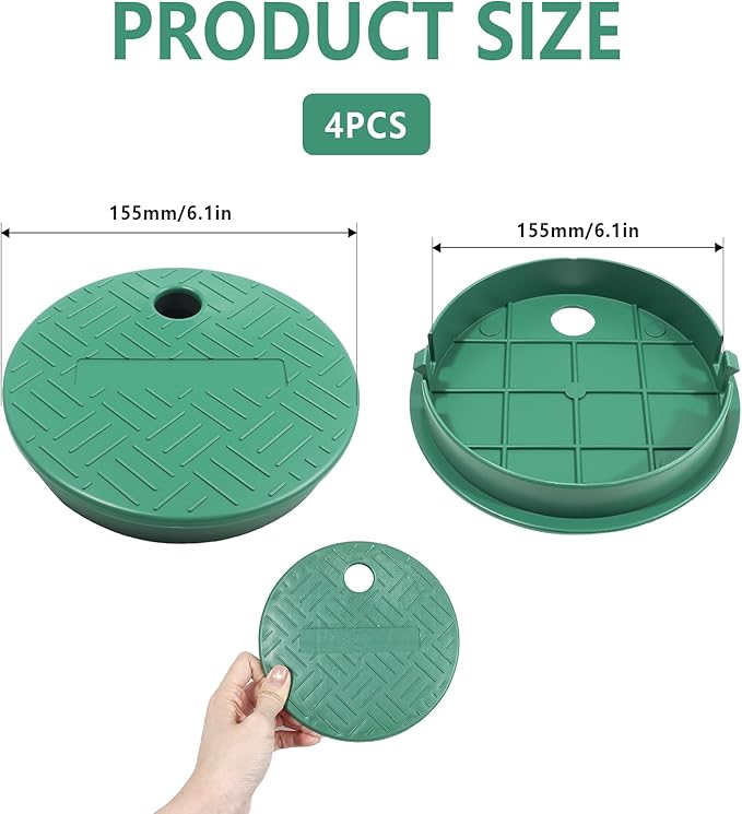4PCS Green Sprinkler Valve Cover,Sprinkler Valve Box Lid,Id 5.5" Od 6",Outdoor Irrigation Replacement Covers for Irrigation Valve Box Protection,Suitable for Public Green Areas and Gardening Scenes