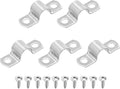 uxcell 5Pcs 16mm(5/8") Two Hole Rigid Pipe Strap, 304 Stainless Steel Conduit Clamp Thicken U Bracket Heavy Duty Pipe Clamp with Self-Tapping Screws for Fixing Tube Cable, Silver