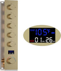 Solid Brass 5 Way Shower Diverter Valve with Temperature Display Shower Mixer Valve Bathroom Shower Diverter Replacement,Brushed Gold