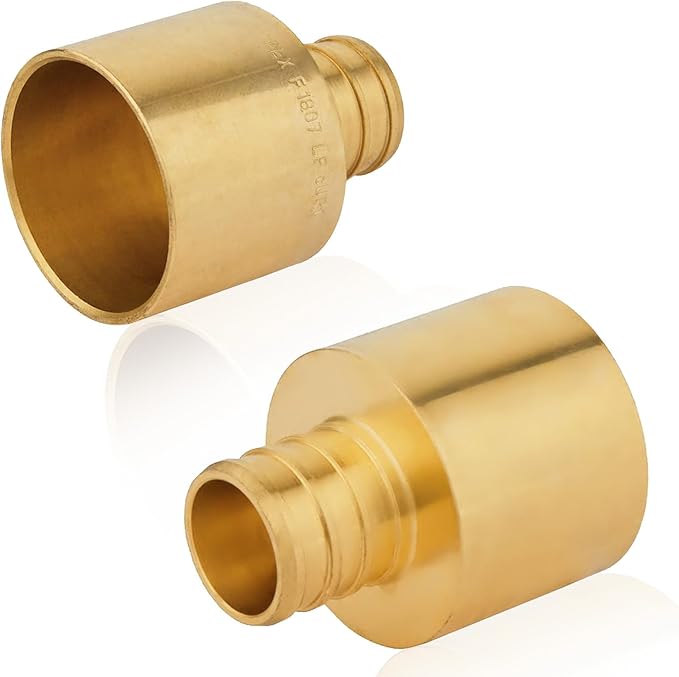 25-Pack HeSun PEX Fittings, 3/4" PEX x 1" Female Sweat Adapter (Over Copper Tube), Brass Crimp Fitting for ASTM F1807(PEX1807135-25)