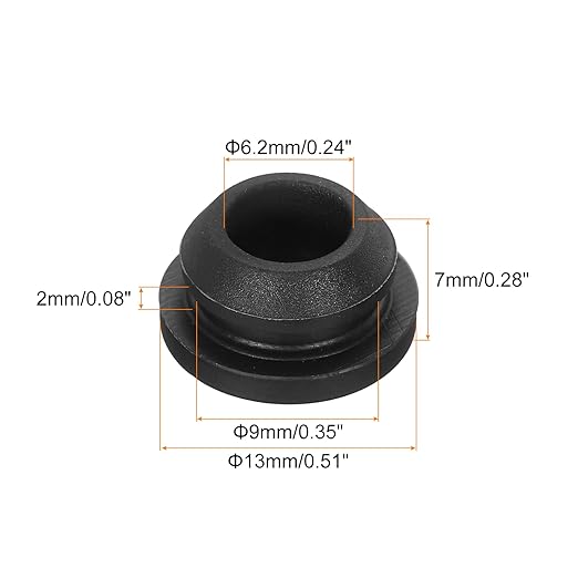 MECCANIXITY 20Pcs Snap Rubber Grommet Plug Mount Dia 9mm ID 6.2mm Narrow Groove Width 2mm Seal Anti-Scratch for Electrical Box Cable Pipes Black