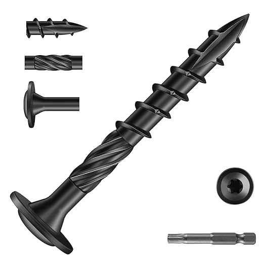 #14 x 2 Inch Lag Screws (57Pcs) 1lb. Structural Wood Screw, Black, Carbon Steel, Washer Head, Rust Resistant epoxy Coated, T30 Torx Bit