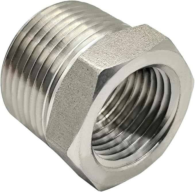 Beduan Stainless Steel Reducer Hex Bushing, 3/4" Male NPT to 1/2" Female NPT, Reducing Cast Pipe Adapter Fitting
