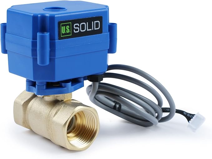 U.S. Solid Water Leak Detector - Water Leak Detect and Protect System with 3/4" Brass Motorized Ball Valve, Controller and 3 Sensors